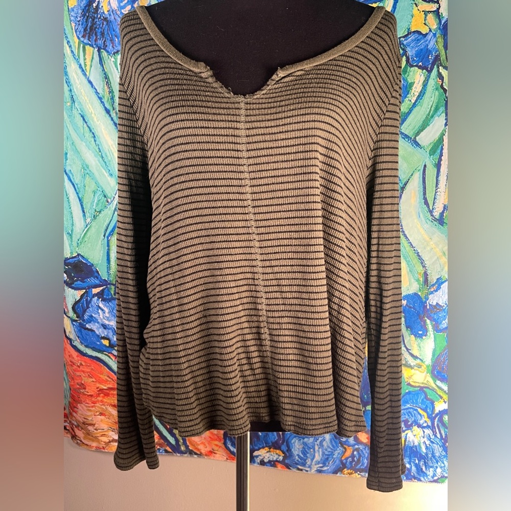 AE WAFFLE SOFT AND SEXY STRIPED TEE